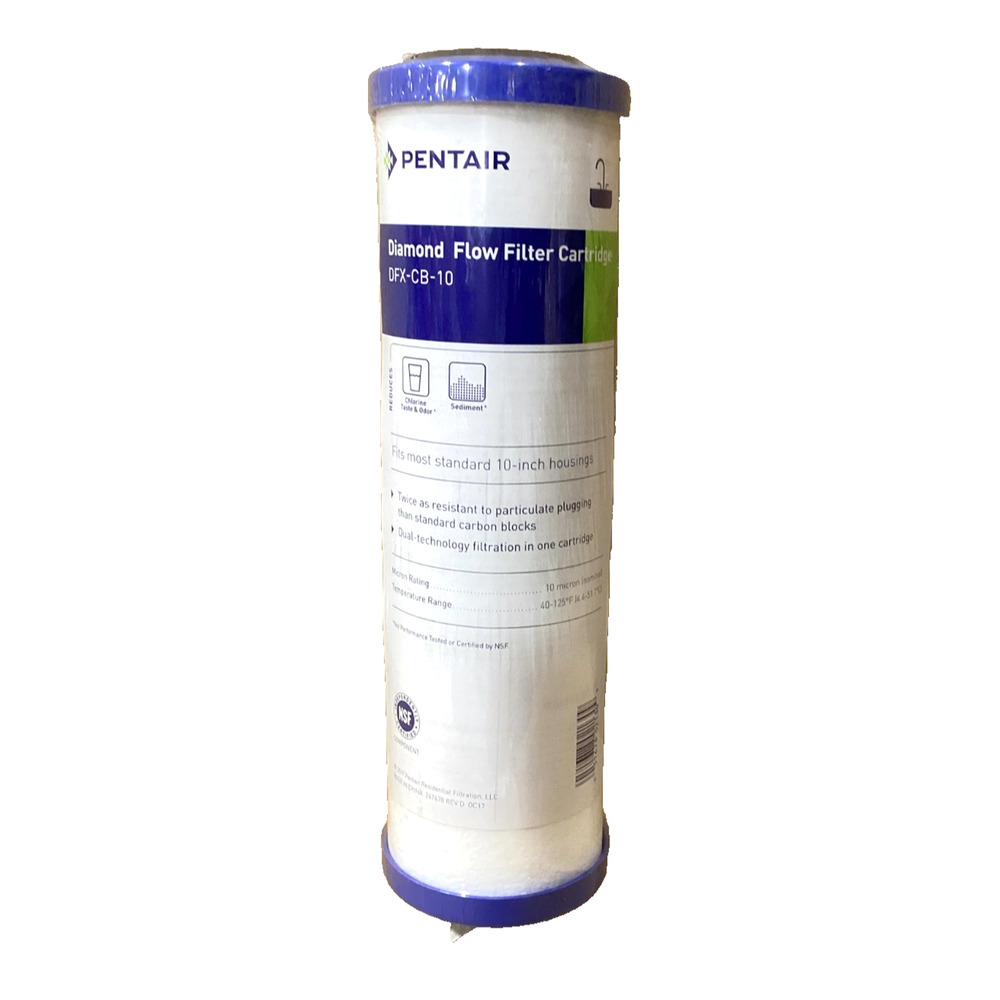 Pentair 10" Micron Diamond Flow Filter Cartridge DFX-CB-10 Carbon Dual Technoloy